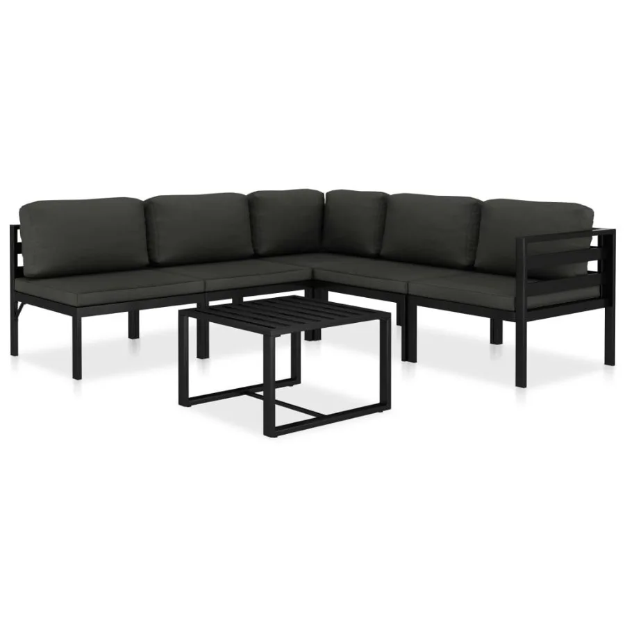 

6 Piece Patio Lounge Set with Cushions Aluminum Anthracite