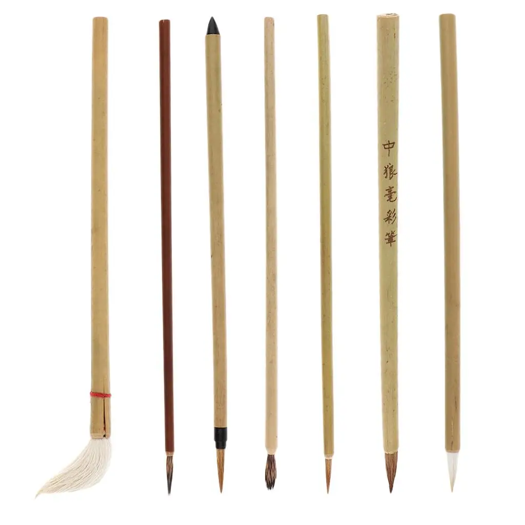 Chinese Art Brush Set for Calligraphy and Painting with Wolf Hair for Sumi Writing Kanji Drawing Tool for Traditional Culture