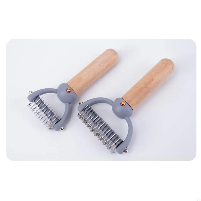 68UC Undercoat Rake Grooming Brush for Pains Shedding Double Sided Steel Teeth