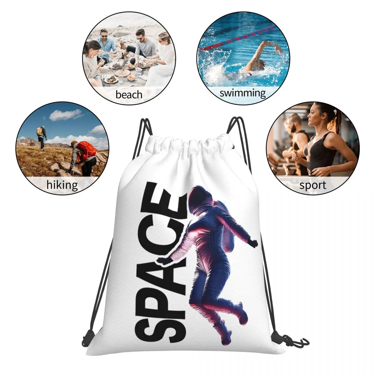 Space Girl Backpacks Multi-function Portable Drawstring Bags Sundries Bag Book Bags For Man Woman School