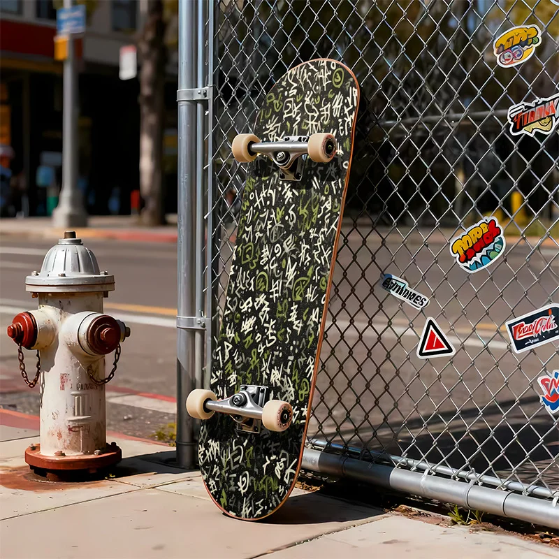 

Skateboard sticker 2D flat pattern skateboard bottom sticker, abstract letter pattern, cool skateboard bottom sticker, suitable