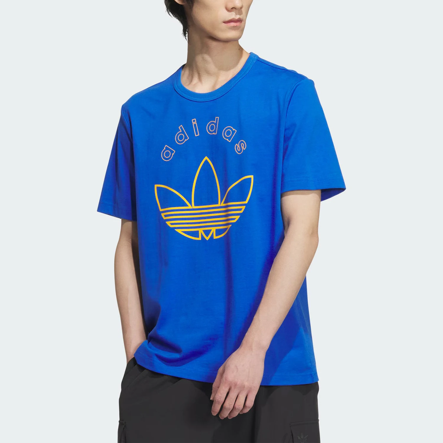 

Adidas genuine genuine Three Stripes Men's Knitted Round Neck Casual Sports Short Sleeve JD1577