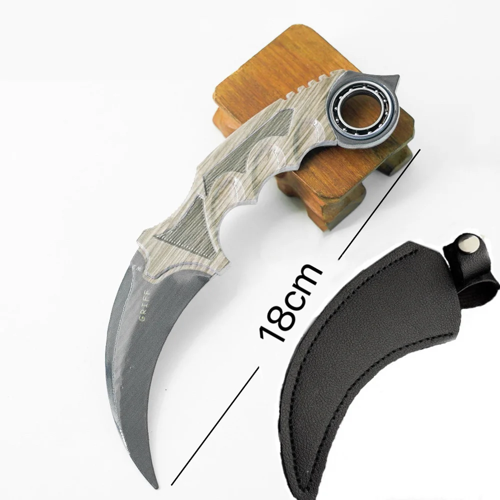 18cm Game Counter Peripheral Rotatable Karambit Metal Model Crimson Net/Black Laminated Board/Gradient Color Claw Knife Toy Safe