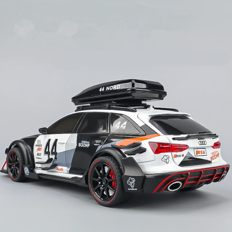 Audi RS6 Alloy Racing Car Modelo, Avant Station Wagon, Diecast Metal Track, Carros esportivos Veículos, Som de Luz, Crianças Toy Presente, 1:24