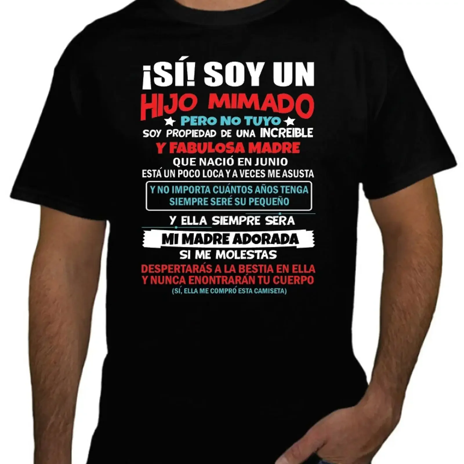 Camiseta Soy un Hijo Mimado Fabulosa Madre, con Capucha, Estilo Vintage, Lavada, de Diseñador, Ligeramente Casual y Cómoda