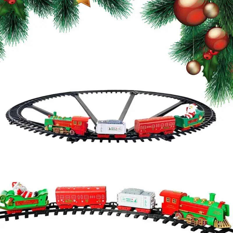 Treno elettrico di Natale attorno all'albero Set di giocattoli del treno intorno sotto l'albero di Natale Giocattoli del treno appendibili per attorno al