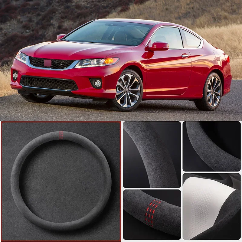 

Alcantara Anti-Slip Black Suede Leather Car Universal Steering Wheel Cover For Honda Accord Car Accessories