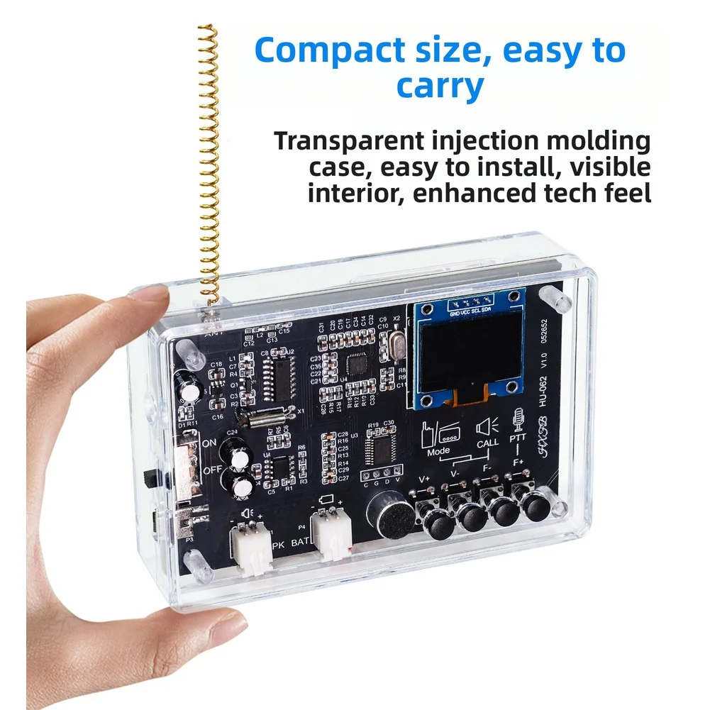 DIY Radio Intercom Kit With For OLED Display, 87-108MHz Auto-Scan & 409MHz 200m Range For Soldering Practice
