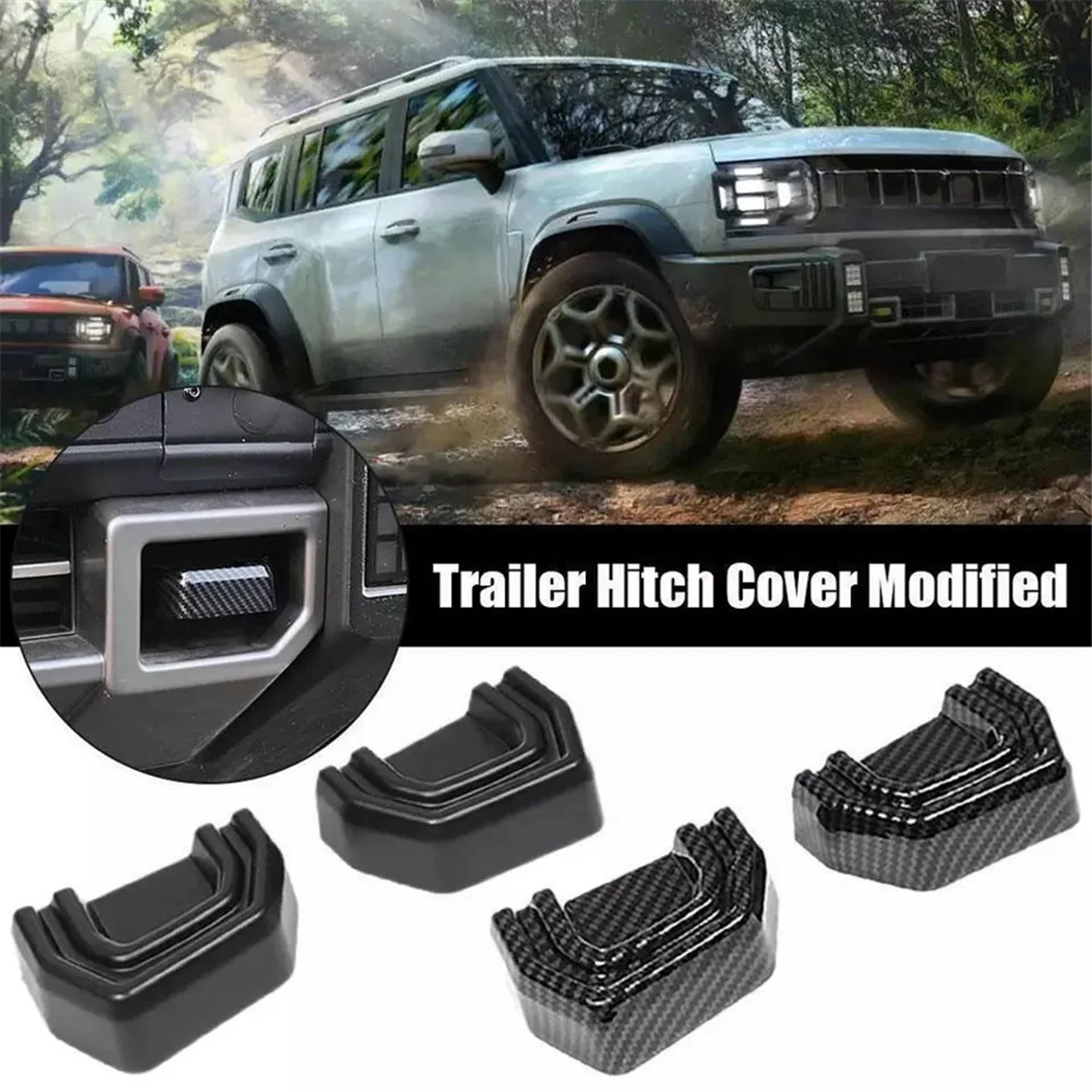 Off-Road Trailer Cover Trim Stickers Trailer Hook Cover Exterior Trim for Chery Jetour Traveler T2 CarbonJAS