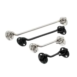 3/4/6/8/10/12 Inch Crescent Window Lock with Safety Switch Cabin Hook Door Latch Lock Catch Holder with Install Screws