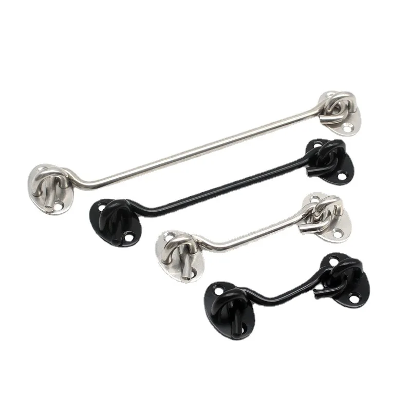 3/4/6/8/10/12 Inch Crescent Window Lock with Safety Switch Cabin Hook Door Latch Lock Catch Holder with Install Screws