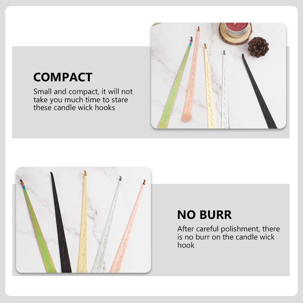 

4Pcs Heavy Duty Wick Hook Set Metal Extinguisher for Aromatherapy Candles Smooth Polished No Burr Design