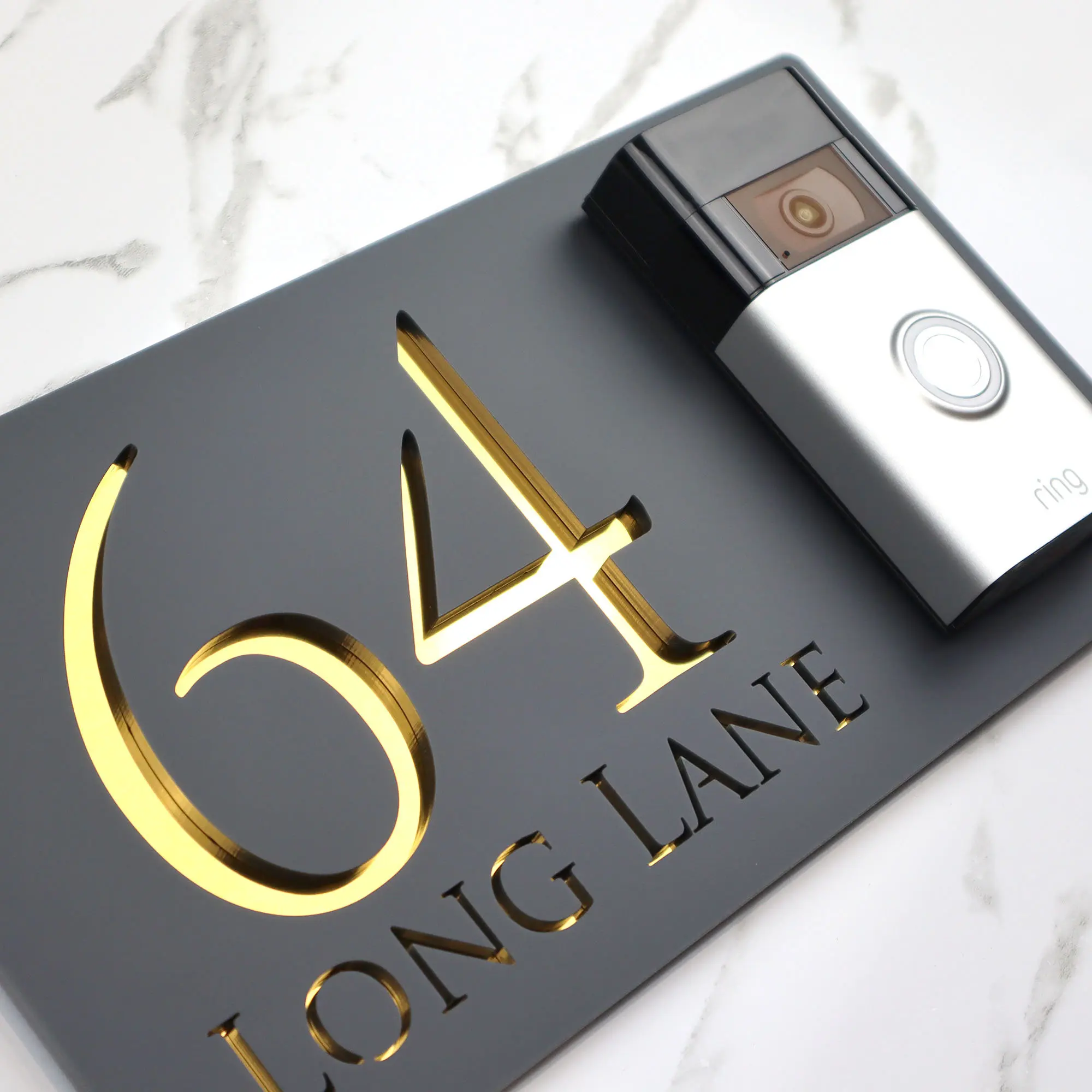 Big Size Custom Ring Nest Video Wifi Bell Mounting Plate Laser Cut Matt Black & Silver Mirror Floating House Sign