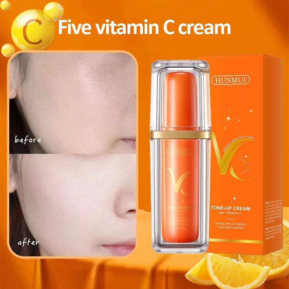 Crème pour la peau à la vitamine C, correcteur terne éclaircissant, crème d'isolation, ton même, crème pour la peau du visage, vitamine cinq Delicat R3C0