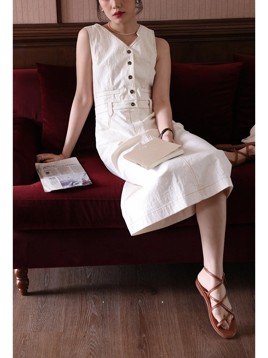 

Весна-Осень 2026: Новое поступление! Женское повседневное платье А-силуэта из хлопка, однотонное, с V-образным вырезом, для работы и отдыха.