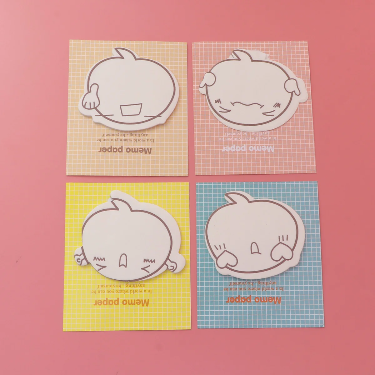 4 Pcs Note Pads Sticky Notes Paper Stickers Cartoon Memo Papers Notebooks Student