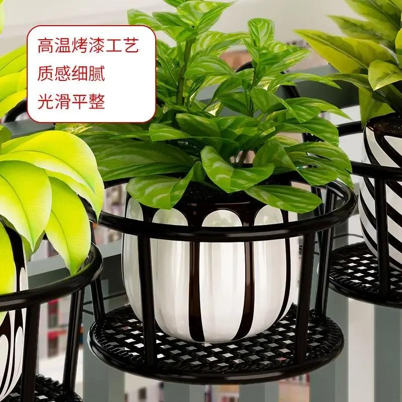 Plant Shelves Iron Balcony Outdoor Hanging Railing Guardrail Flower Pot Rack Hanging Indoor Green Rose Flower Rack Furniture