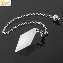 Rock Crystal Pendant Pendulum for Divination Cone Shape Natural Gem Stone Pendant Pink Quartz Amethyst Tiger eye Pendulos G418