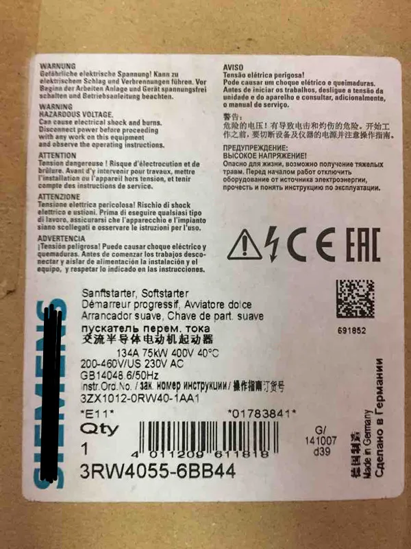 

100% working New And Original 3RW4073-6BB44 Soft Start
