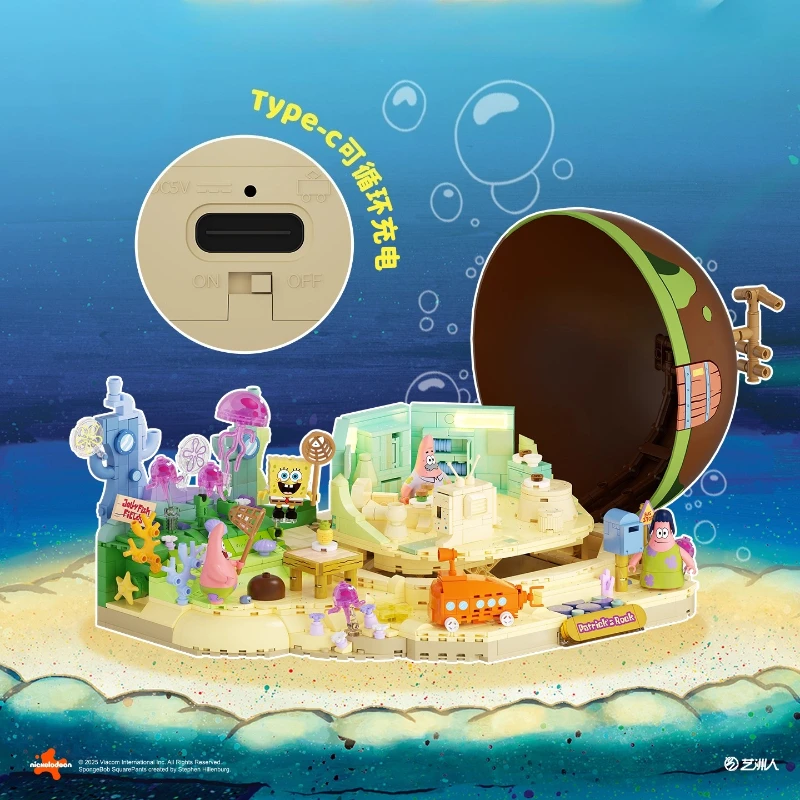 منطقة اللبنات الجديدة سبونجبوب سكوير بانتس نجمة كبيرة حجر البيت التجمع نموذج أنيمي جمع لعب هدايا الأطفال