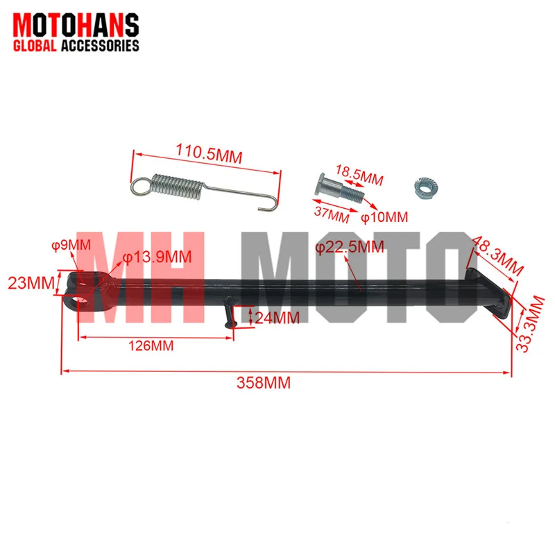 MOTORCYCLE SIDE STAND WITH ACCESSORIES 360MM FOR ITALIKA DM200 VICTORY MRX125 MRX150 view 5