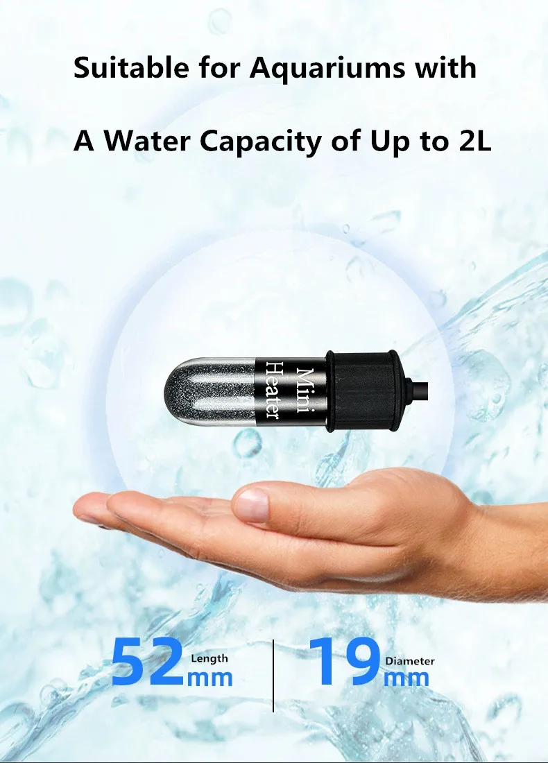 Mini USB Aufladen Aquarium Heizstab Aquarium Aquarium Heizung Tauch thermostat Heizung einstellbare Temperatur 18-34 ℃ – Detail 3