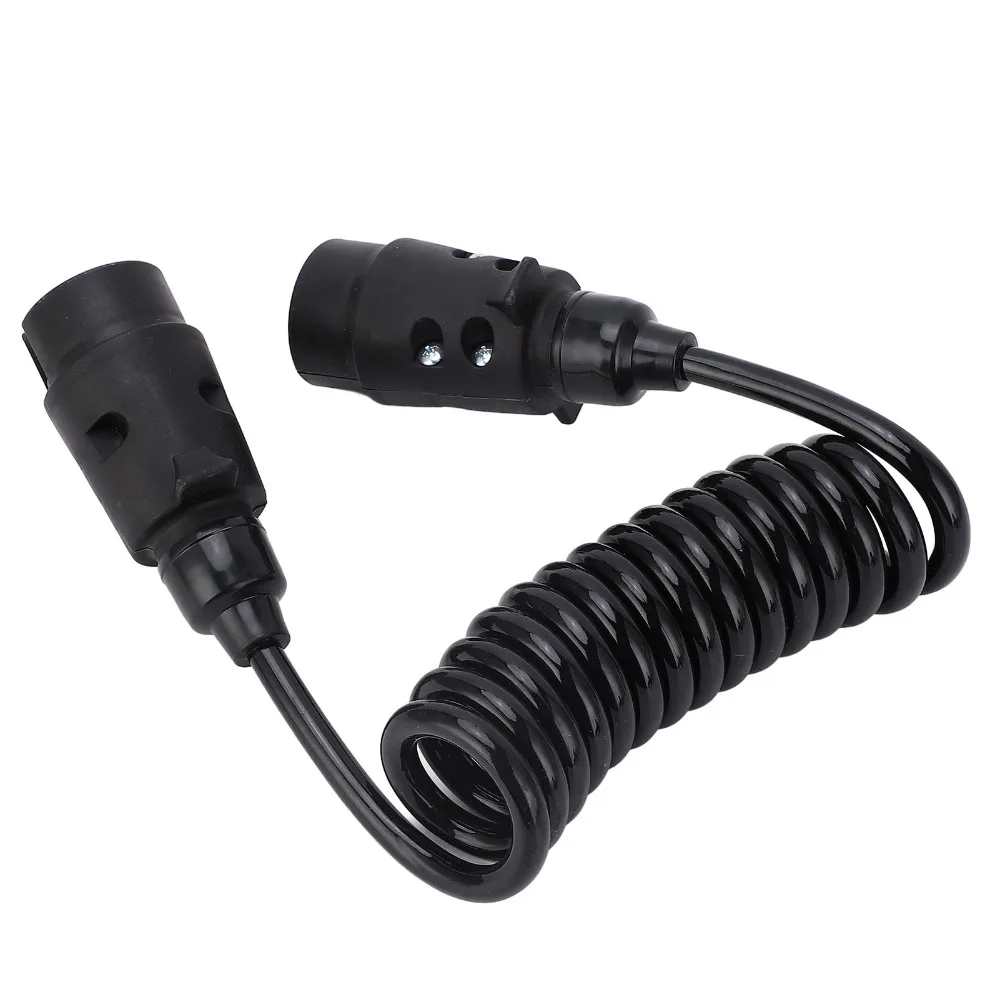 

Durable 12V/24V Trailer Spring Wire 2M 7 Core Towing Coiled Wire Trailer Coil Cable Towing