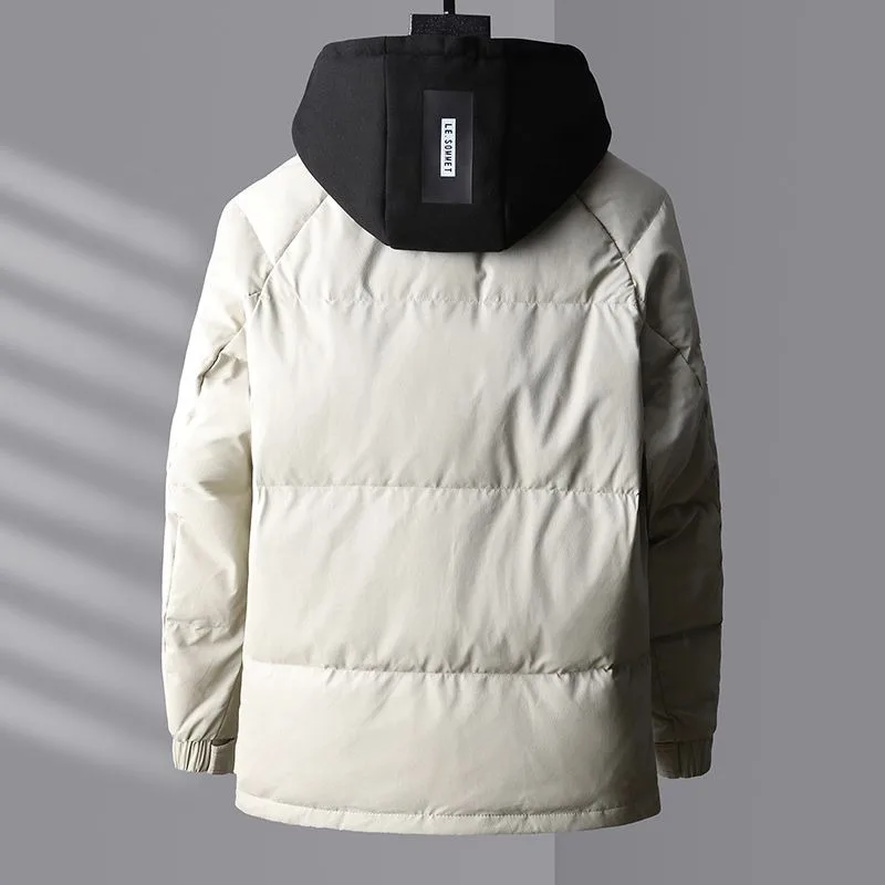 2023 New Men White Duck Down Jacket Winter Coat Mid-length Loose Leisure Parkas Thicken Warm Outwear Hooded Fashion Overcoat