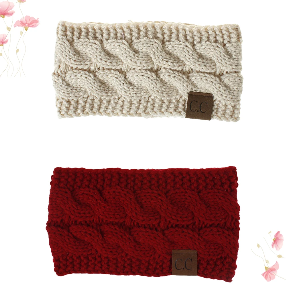

2PCS Warm Headbands Women Ear Warmer Muffs Lightweight Winter Outdoor Full Ear Coverage Red Color Fits Most People