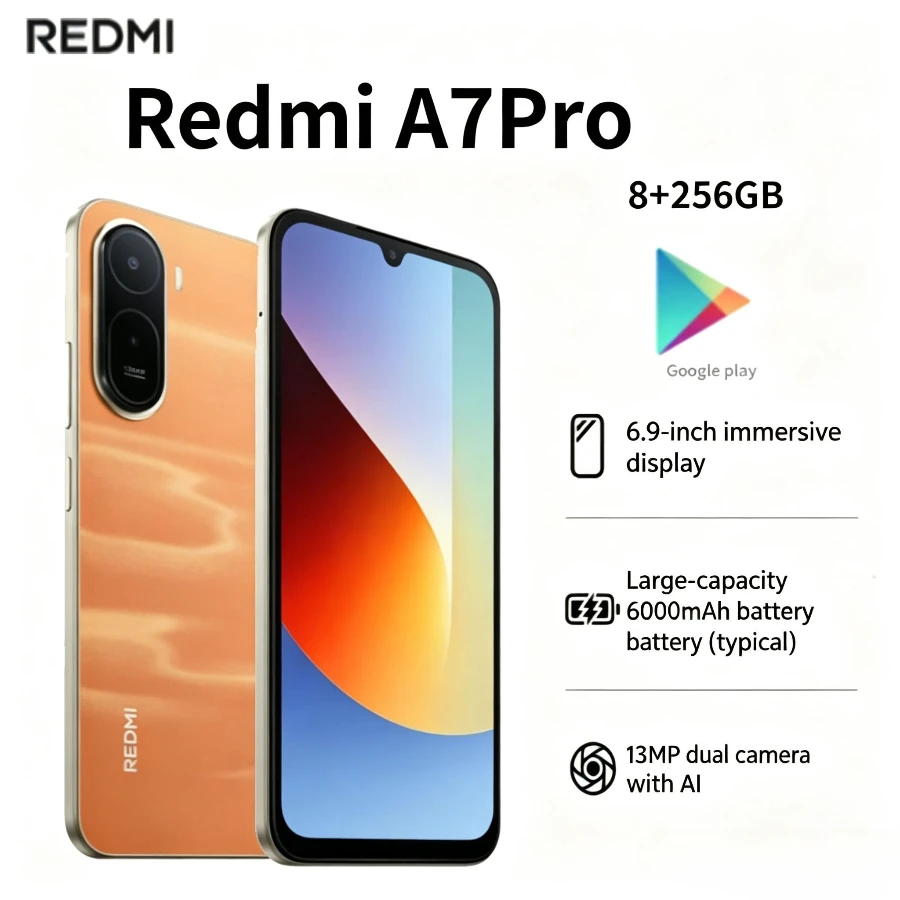 2026 Redmi A7 Pro International Edition, 6.9-inch display, 6,000 mAh long-lasting battery, Android operating system, 8+256GB