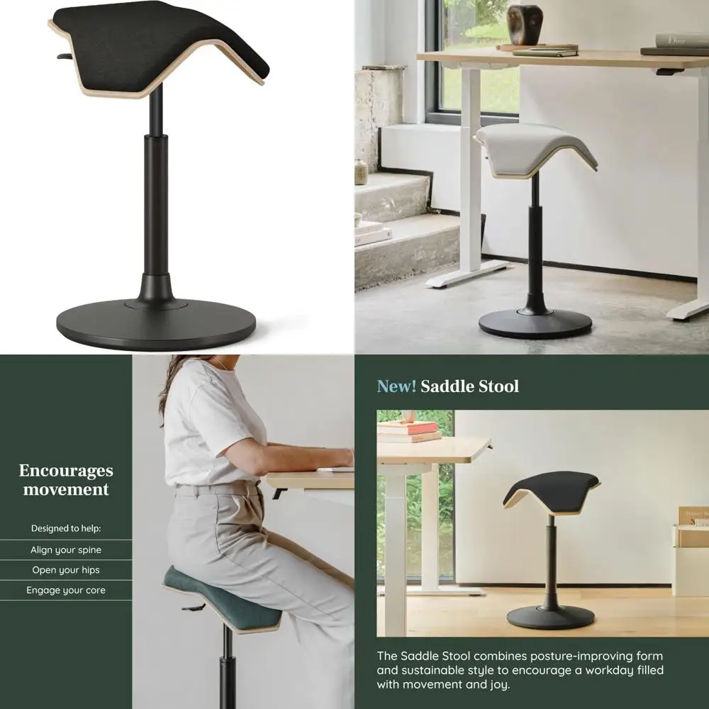 

Ergonomic Height-Adjustable Active Seat Stool with Recycled Polyester Fabric and Wobble Support for Movement