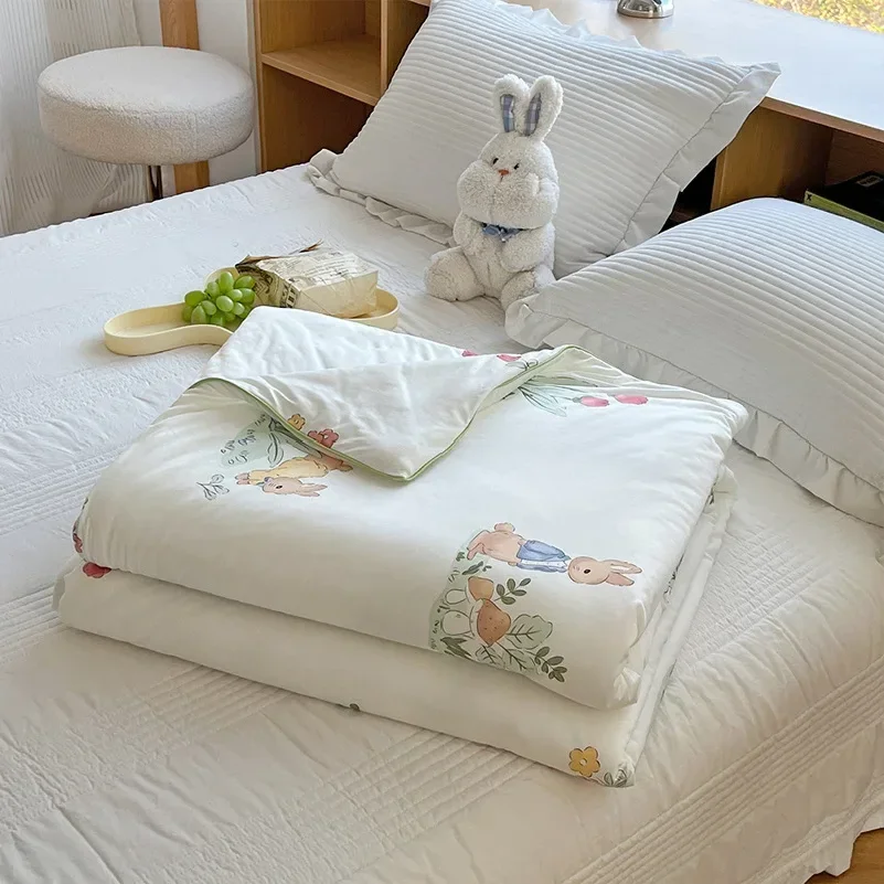

New Cartoon Patchwork summer cooling blanket Lightweight Breathable Air Condition Comforter Soybean Fiber Washable Thin quilt