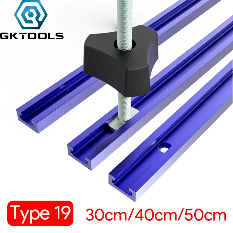 30Cm 40Cm 50Cm 3/4Inch Aluminium T-Track T-Slot Glijbaan Versteksporen Houtbewerking Goot Rail Zaag/Router Tafel Type 19 Blauw