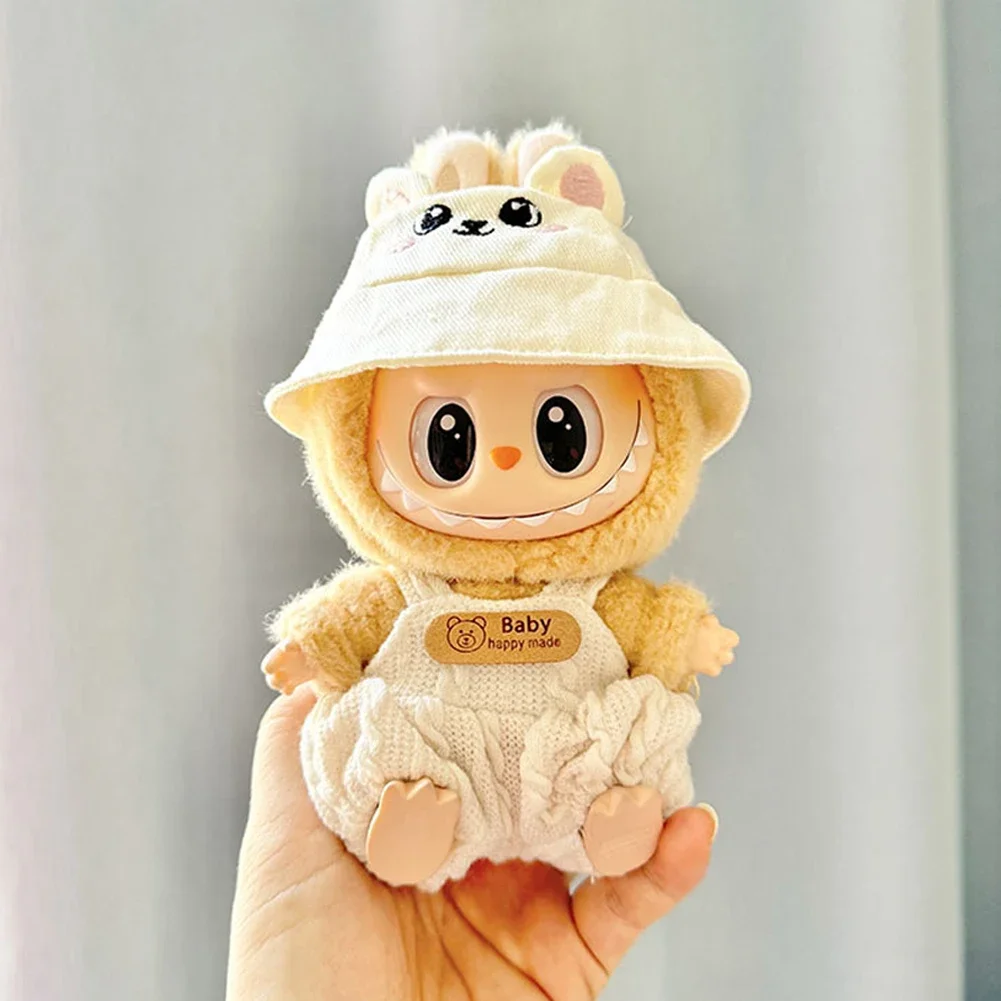 Mini Plush Doll'S Clothes Outfit Accessories for Korea Kpop Exo Labubu Idol V1 V2 Bubble Overalls Hat Clothing Gift