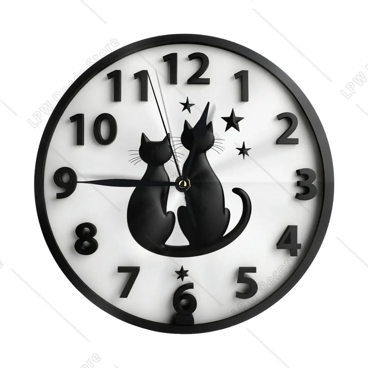 

Cute Cats Star Wall Clock Print Round Clocks Decorative for Living Room Kitchen Bedroom Living Room Wall Clock