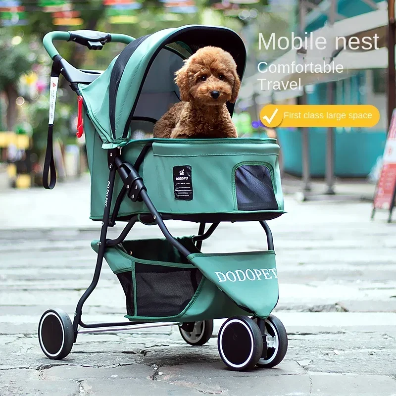 

Pet Stroller Foldable for Small Dog Cat 2-in-1 Travel Carrier with Cup Holder and Storage Basket