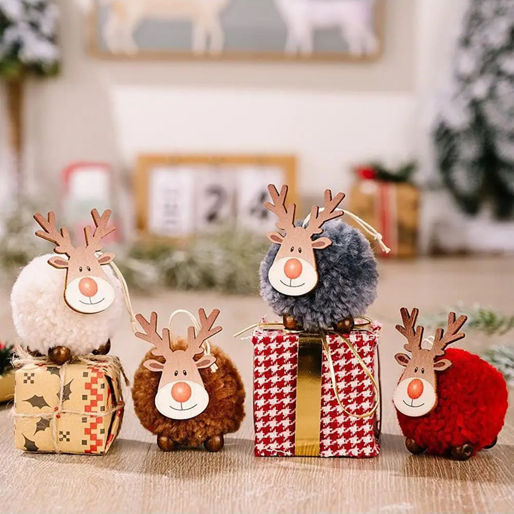 

Wood Felt Reindeer Ornament Felt Wood Elk Tree Ornaments Felt Elk Ornaments for Christmas Tree Plush for Xmas for Festive