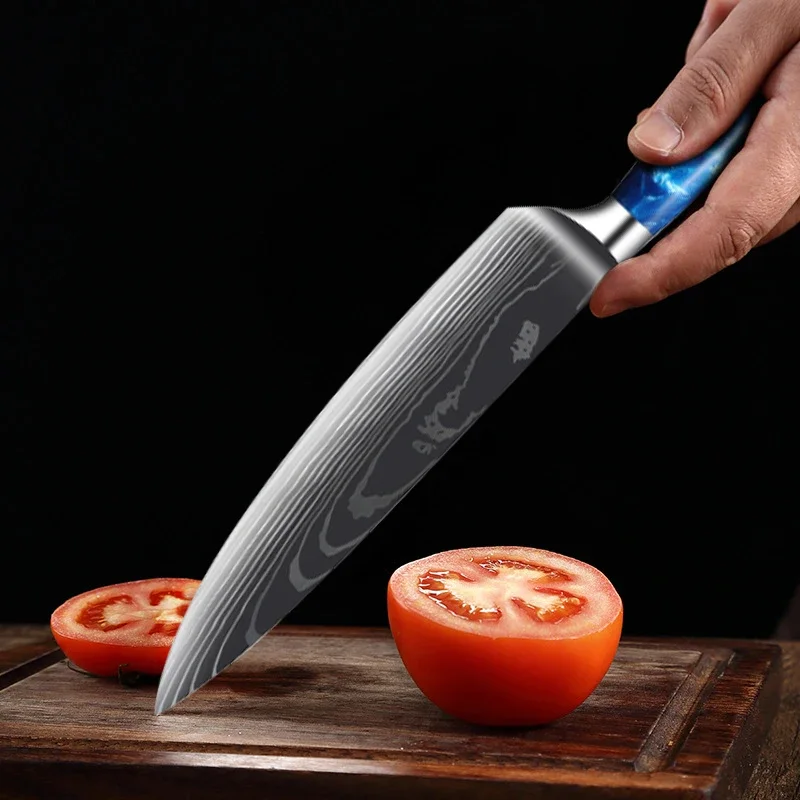 Fish Fillet Santoku Salmon Knife Japanese Knives Set 7Cr17Mov Steel Resin Handle Sashimi Sushi Knives Meat Cleaver