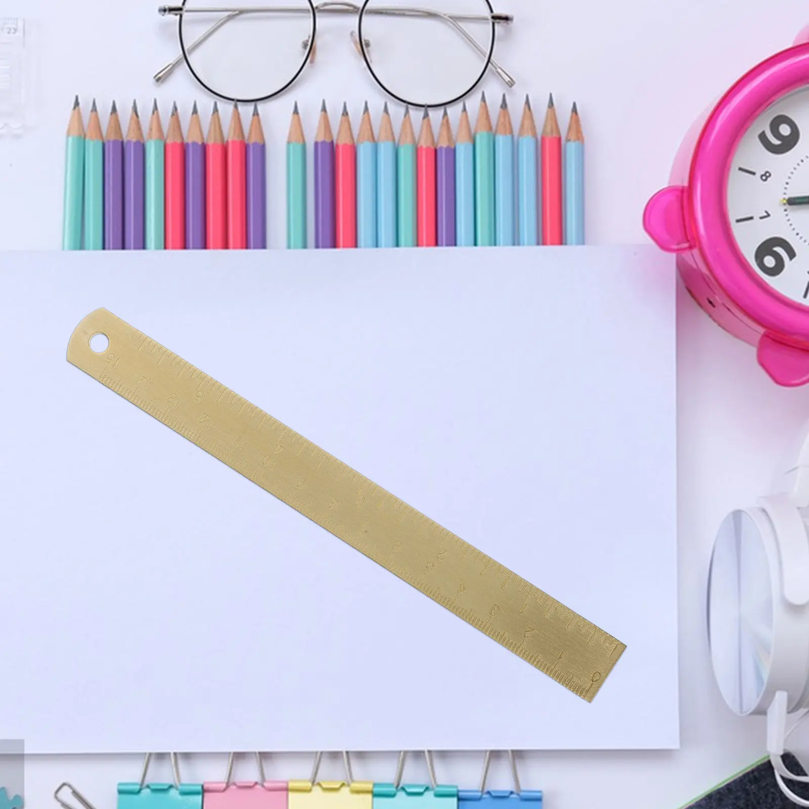 أداة رسم مسطرة مستقيمة متعددة الوظائف مقياس واضح قياس دقيق للطلاب الفنانين المصممين مسطرة محمولة #3