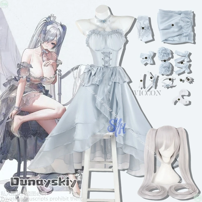 

{Anna zhang Online}Nikke Xinderel Косплей GODDESS OF VICTORY Aanime Костюм принцессы Серое вечернее платье Сексуальная Лолита Хэллоуин