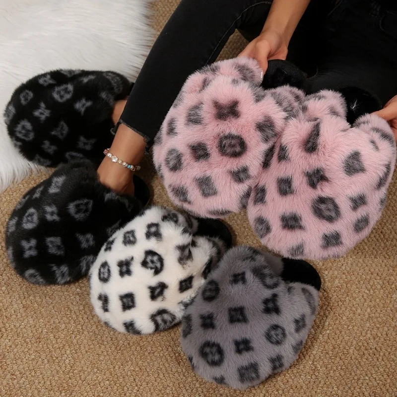 Winter Women's Vintage Fish Mouth Closed Toe Cotton Slippers New Women Keep Warm Anti Slip Casual Fashionable Cotton Slipper