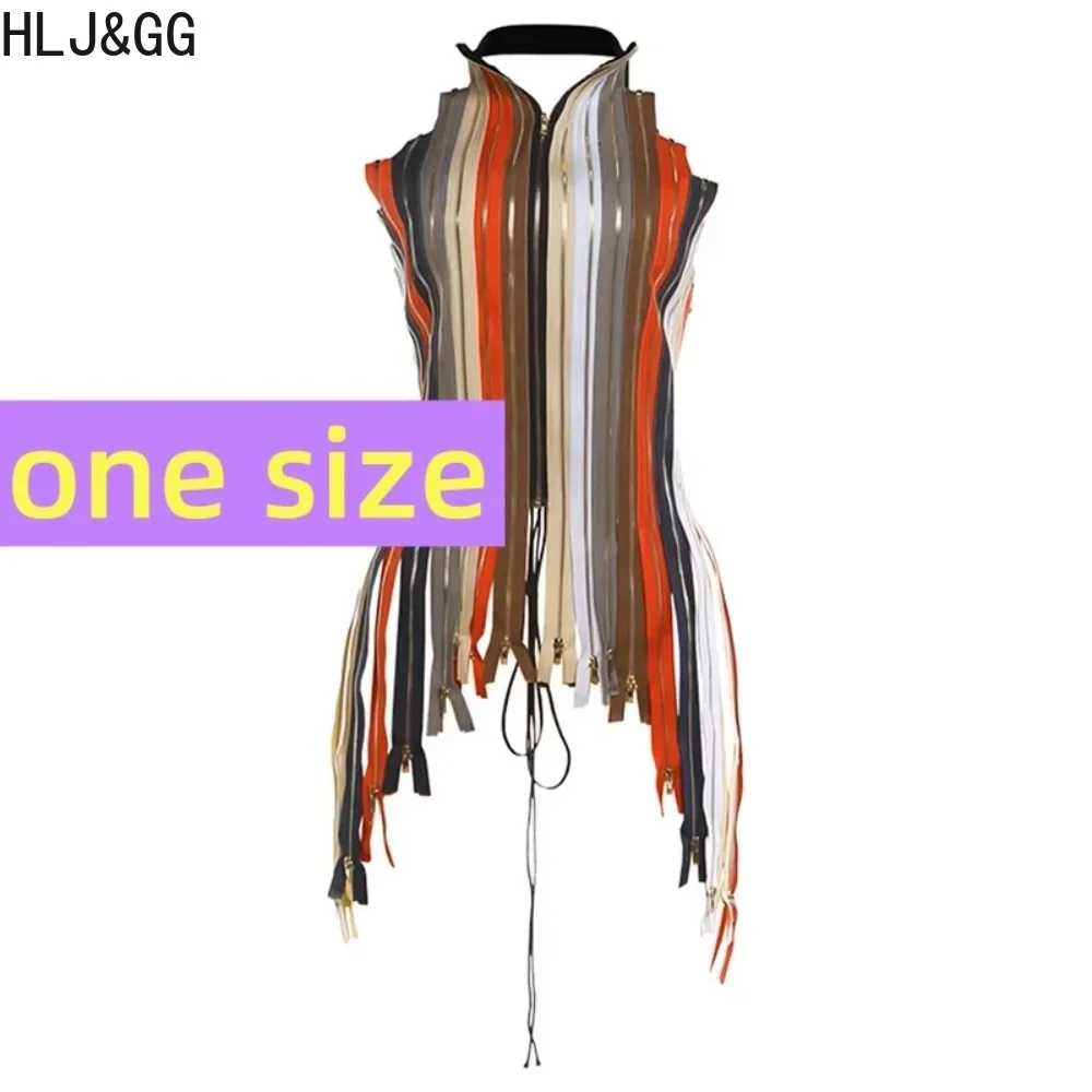 HLJ&GG Sexy 2 Pieces Set for Woman Color Block Zipper Irregular Backless Crop Top and Shorts Matching Female Streetwear New - Image 4