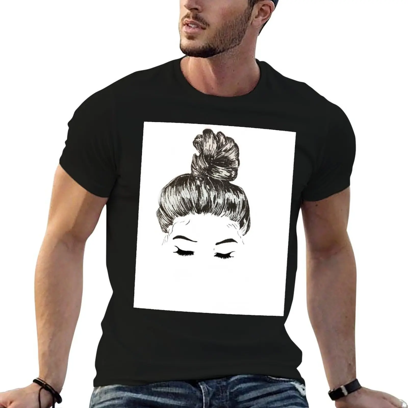 Messy Bun T-Shirt anime figures boys animal print shirts graphic tees oversized t shirts for men