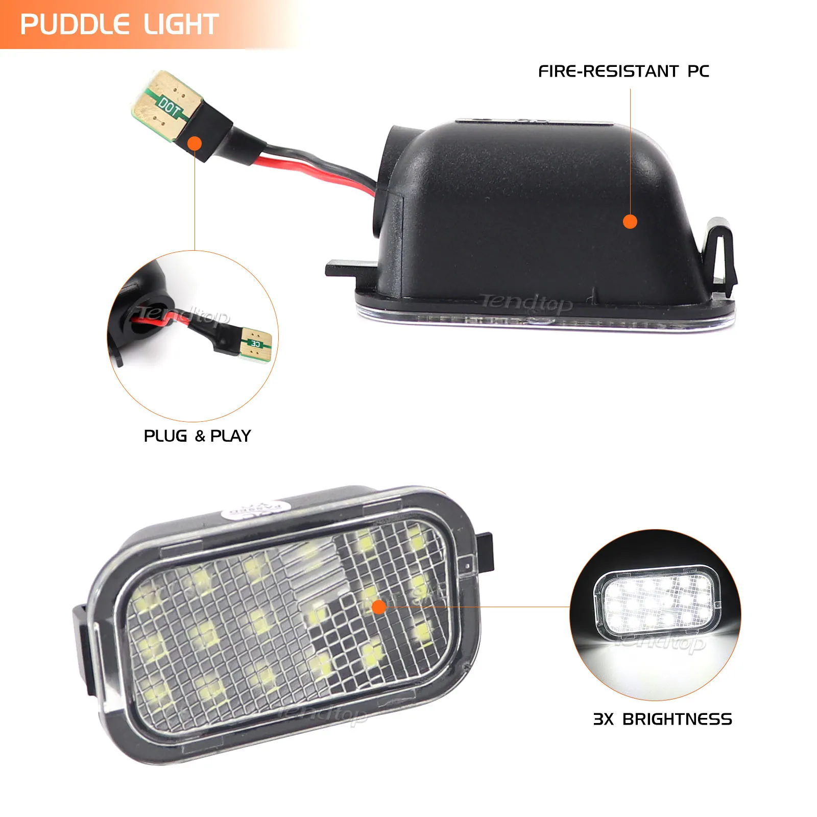 2Pcs LED Front Under Mirror Lamp Puddle Light For Cadillac Escalade Avalanche Silverado Suburban Tahoe GMC Yukon
