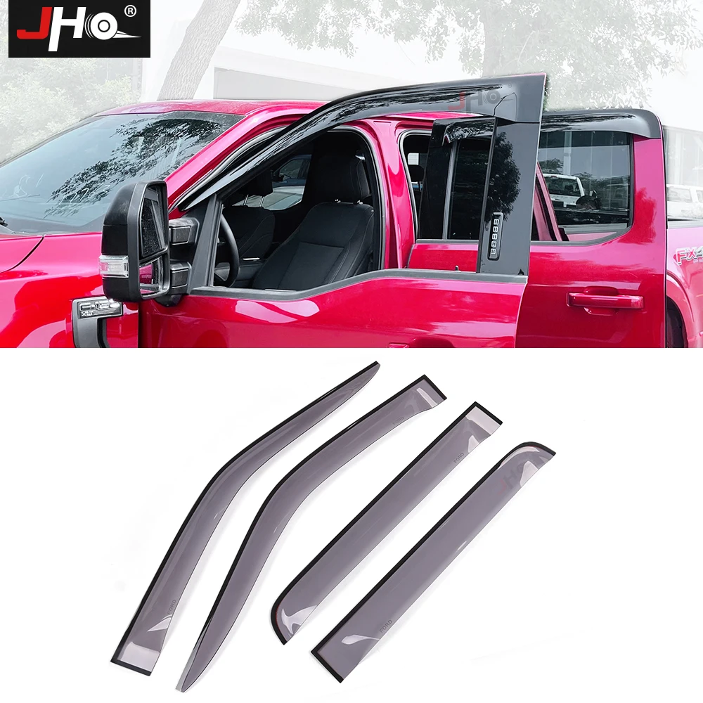 

JHO Car Side Window Visor Guard Vent Awnings Shelters Door Rain Deflectors Cover for Ford Raptor F150 2021 Accessories