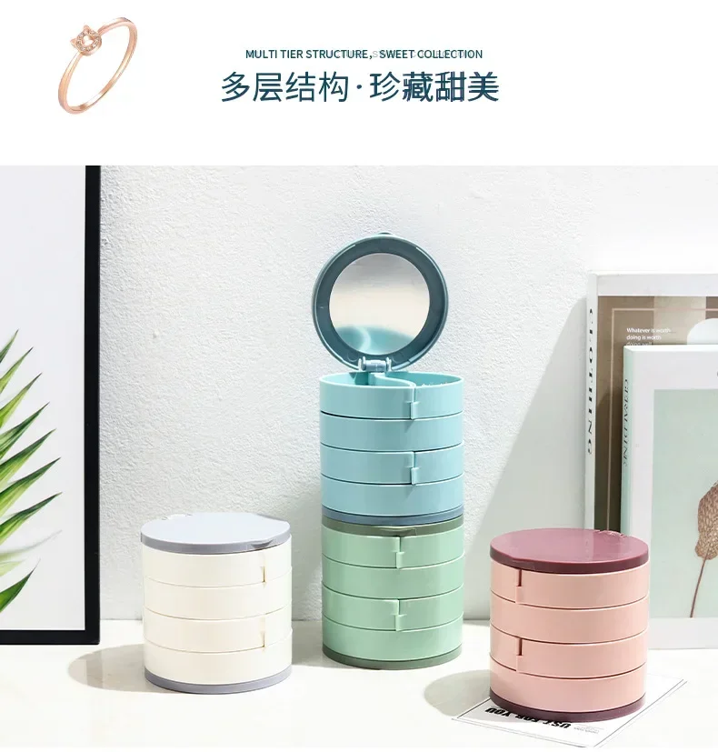 

Rotating Multi-Tier Plastic Jewelry Box Large Capacity Storage Organizer For Ring Earring Necklace Pendant