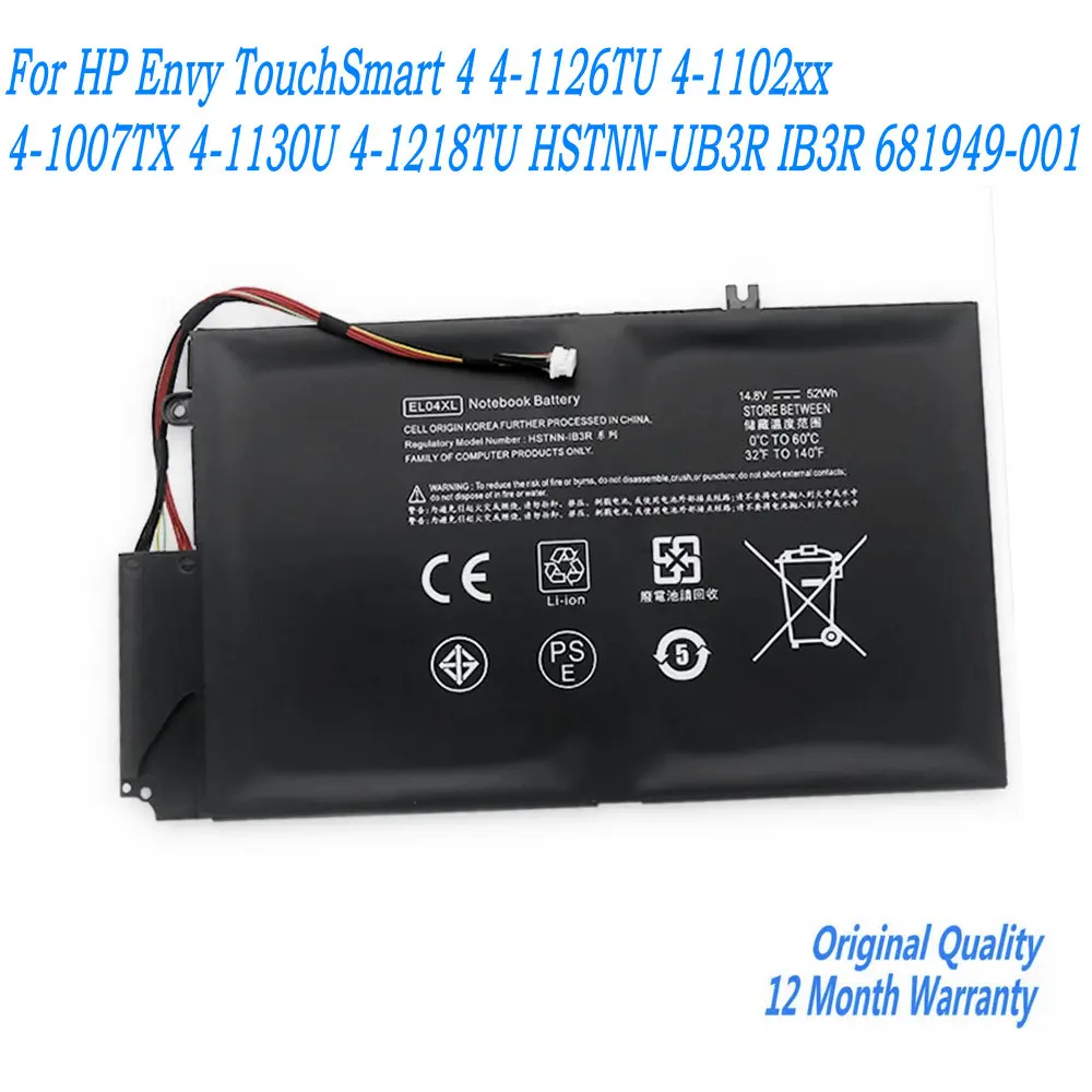 New 14.8V EL04XL Laptop Battery For HP Envy TouchSmart 4 4-1126TU 4-1102xx 4-1007TX 4-1130U 4-1218TU HSTNN-UB3R IB3R 681949-001