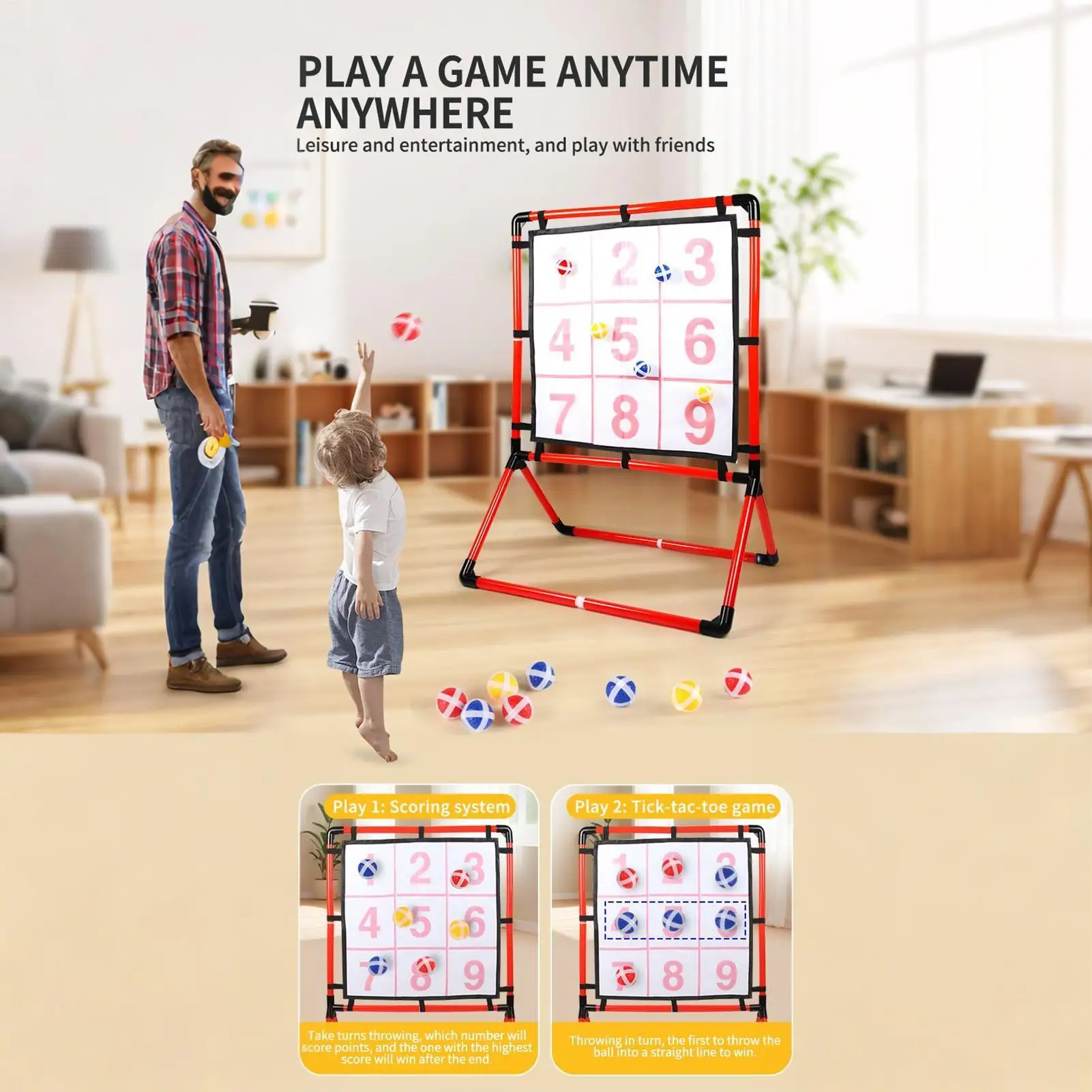 Ball Throwing Game 2 in 1 Throw Target Water Games Educational Toys Interactive for Home Playground Yard Garden Carnival Outdoor