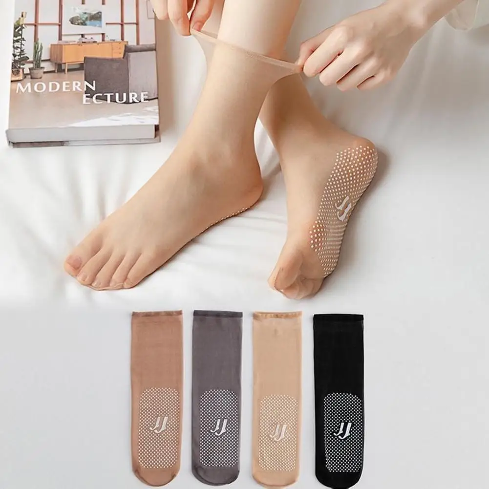 12 Pairs Women Sheer Sock Anti-slip Silicone Gripper Summer Thin Breathable Stretchy Transparent Nude Invisible Short Ankle Sock