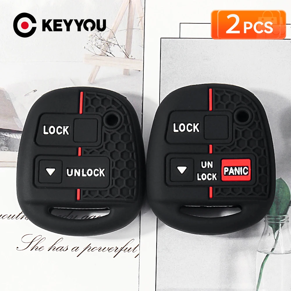 KEYYOU 2 Stück Neu für Toyota FJ Cruiser Land Yaris Echo für Lexus ES GS LS IS RX SC LX RX400h Silikon Autoschlüssel-Schutzhülle